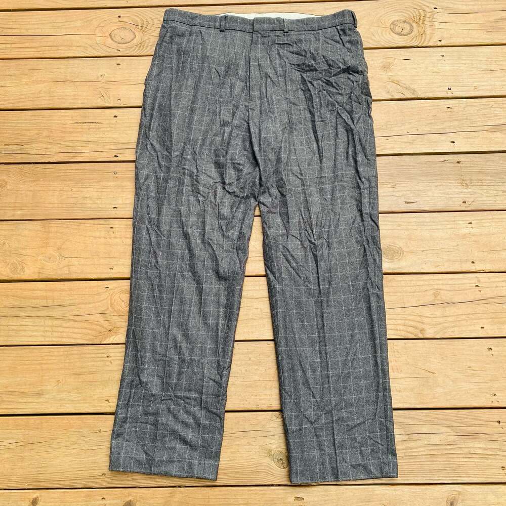 Polo Golf Ralph Lauren Gray Plaid Wool Blend Dress Pants Size 38x32